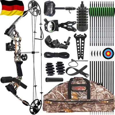 SHARROW 20-70lbs Compoundbogen Set Jagdbogen Carbonpfeile Sportbogen Bogenschießen Jagd