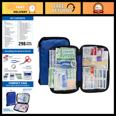 298-Piece All-Purpose Emergency First Aid Kit for Home, Office, Car, Camping & T