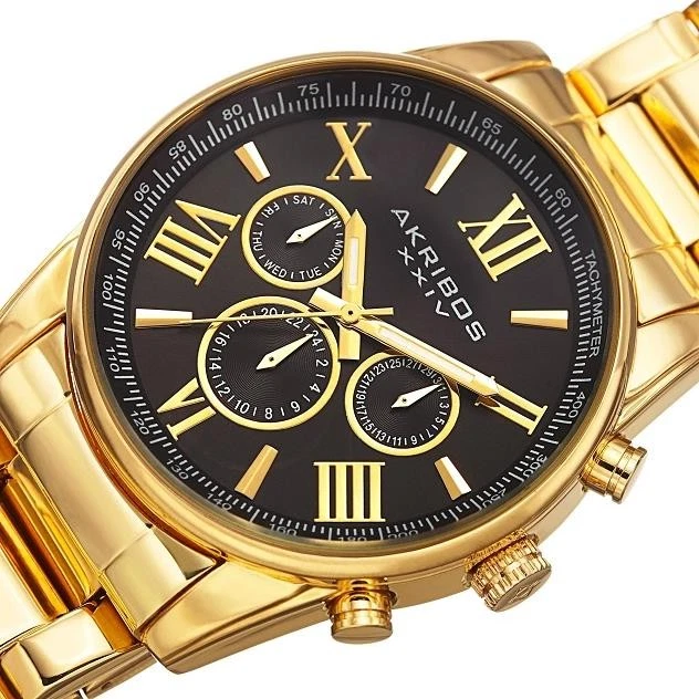Reloj Hombre Akribos XXIV AK904YGB Cuarzo Suizo Taquímetro Día Fecha GMT Foto 3 de 4