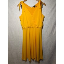 Ann Taylor Yellow Sz S Tie Shoulder Fit & Flare Dress Sleeveless Party Office