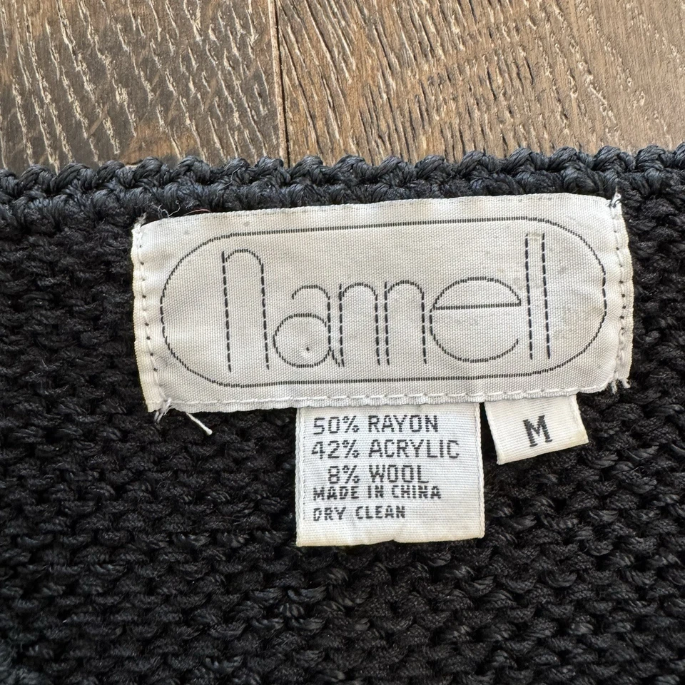 Suéter Vintage Nannell Mezcla Lana Bordado Talla M Negro Cuentas Estrás Foto 2 de 4