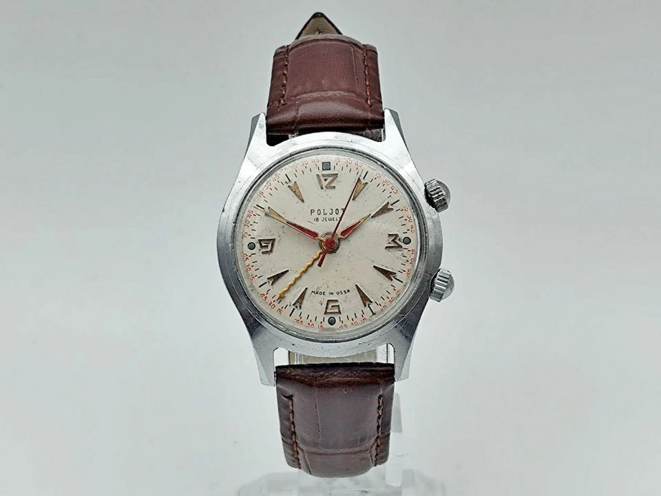Reloj Pulsera Mecánico Poljot 2612.1 Alarma Soviética Vintage Reloj Reparado URSS Foto 2 de 4