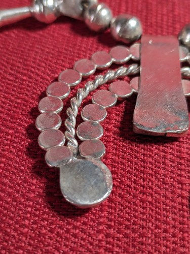 Collana vintage nativi americani argento sterling fiori di zucca ciondolo dettagliato - Foto 12 di 24