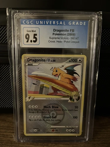 Pokémon Dragonite FB (2009) Crosshatch Holo Pokémon League 56/147 CGC 9.5