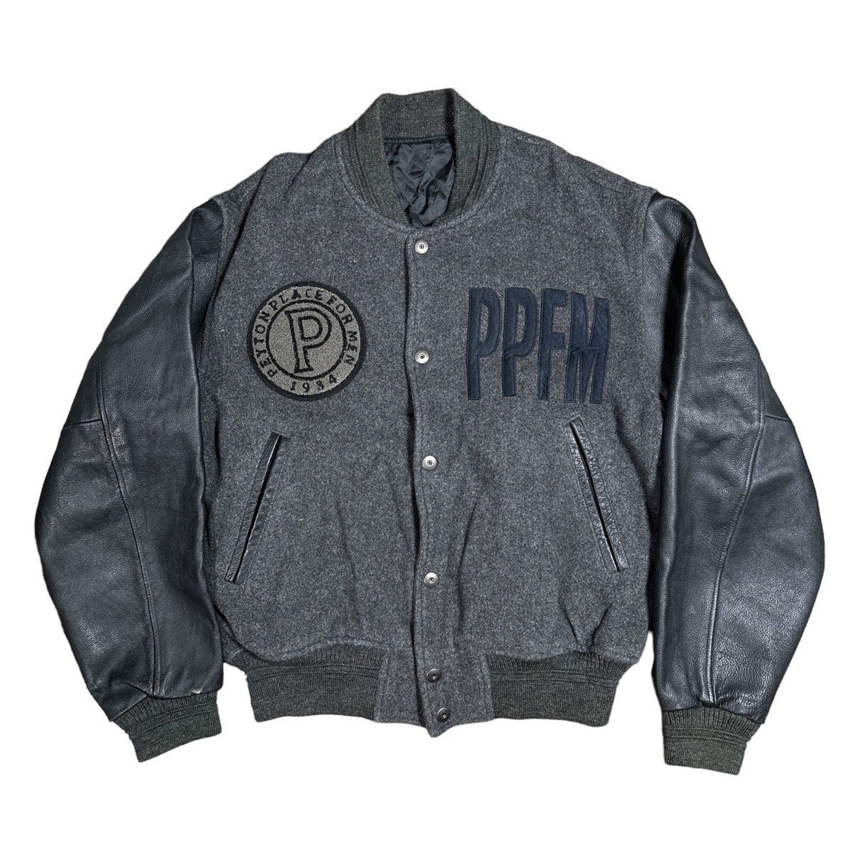 m*x様 90s dead Stock short wool bomber ja Vintage 90s PPFM Jacket Japan Made Leather Wool Bomber