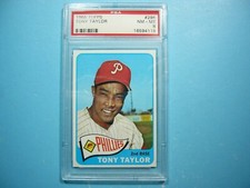 1965 TOPPS MLB BASEBALL CARD #296 TONY TAYLOR PSA 8 NM/MINT SHARP+ '65 GL