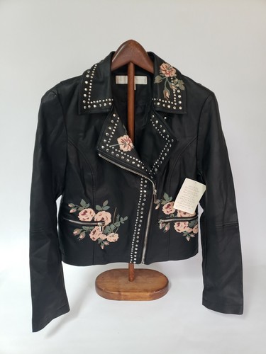 BLACK STUDDED MOTORCYCLE JACKET | eBay