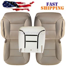 For 1995-1999 GMC Yukon Front Bottom & Top Leather Seat Cover Tan & Driver Foam