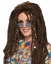Wig Hippie Dreads Brown adult retro 70s groovy love generation hair theatrical