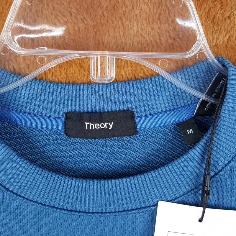 THEORY Sweatshirt Mens Medium Blue Pullover COLTS Crew Terry Knit $185 - Image 3 of 4