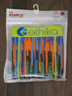 ETHIKA THE STAPLE DRIPPING PAINT COTTON/SPANDEX BOXER BRIEFS  SIZE XL