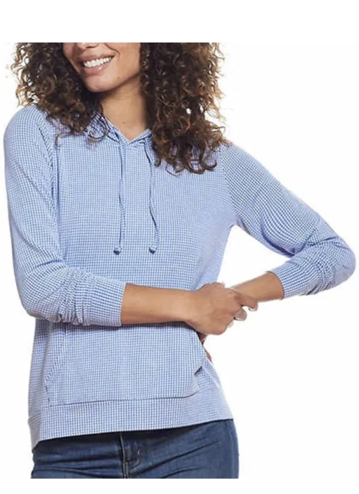 Weatherproof Vintage Women s Gingham Hoodie Long Sleeve Shirt M