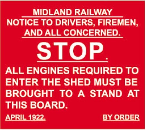 Metal Railways Sign Retro MIDLAND RAILWAY NOTICE To DRIVERS To STOP Red REPLICA