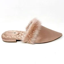 Birdies The Dove French Rose Womens Mink Fur Pointed Toe Slip On Mules