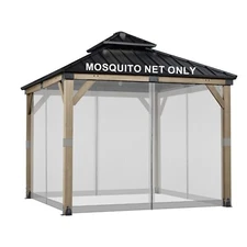Aoodor 12' x 12' Gazebo Netting Screen Replacement 4-Panel Sidewalls for Patio
