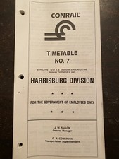 Conrail Harrisburg Division Employee Timetable No. 7 October 3 1993