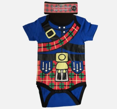 KILTS WI HAE Scottish Piper Baby Body Strampler 6-12 Monate