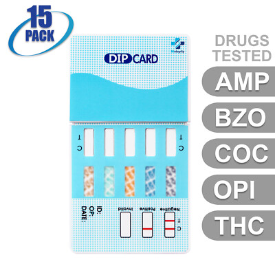 NEW Mintegrity Drug Test 5-Panel Dip Card Urine Home Kit 15-Pack #MI-WDOA-754