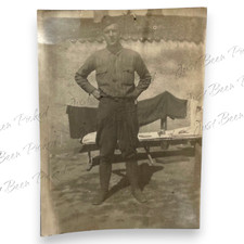 Military Photo WW I Era Soldier Officer at Camp 85 3.25"x25