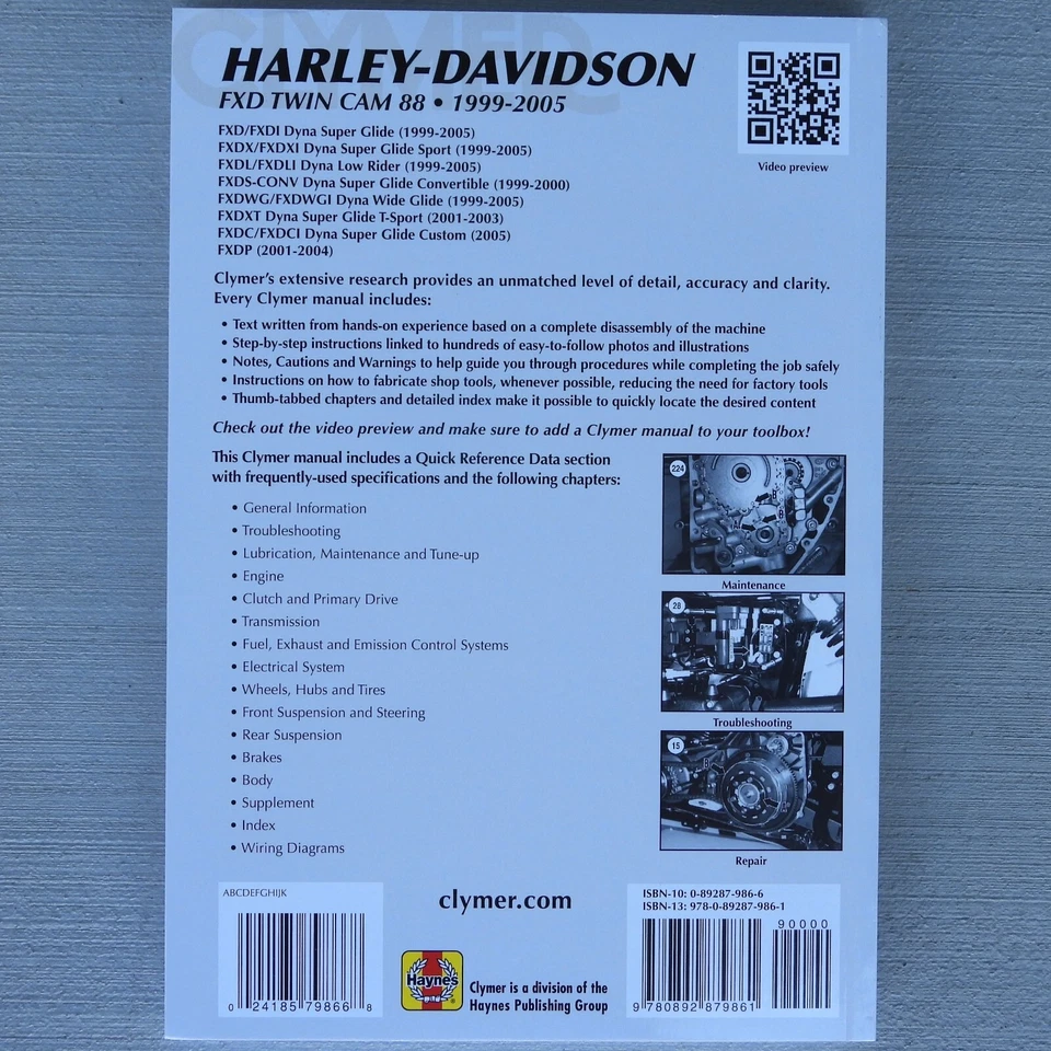 Harley-Daley FXD Dyna Super Wide Glide Clymer 1999-2005 manual de reparación M425 Foto 3 de 3