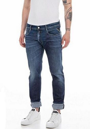 Replay Rocco Comfort Fit Jeans Uomo Stretch Denim Pantaloni Deep Indaco Blue Used - Foto 1 di 1