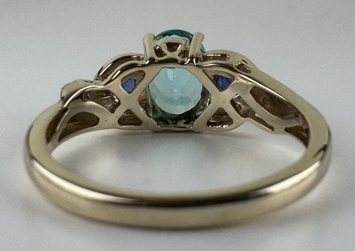Precioso! Anillo Vintage STS Oro Amarillo 10k Turmalina, Topacio y Diamantes Talla 7 - Imagen 13 de 15