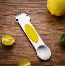 3-in-1 Lemon Zester Grater - Stainless Steel Citrus Peeler, Kitchen Tool w Knife