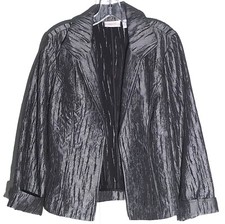 Chico's Silver and Black Crinkle Crackle Blazer Jacket Size 1 M