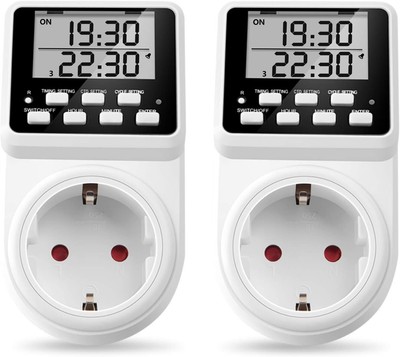 NOVKIT Interval Digital Timer Socket with Infinite Cycle, Pack of 2
