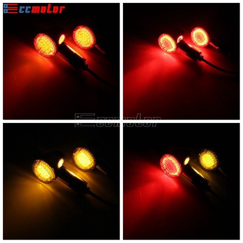 Chrome Mini Bullet Motorcycle Turn Signals Blinker Indicator LED Amber/Red Lamp - Picture 11 of 12