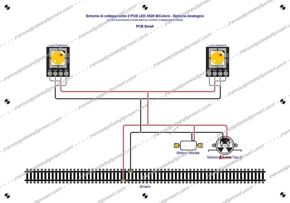 2 x PCB Small con LED SMD 3528 Rosso/Bianco - PCB x Luci Locomotive scala H0/N - Immagine 4 di 4