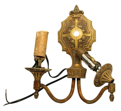 1920s Victorian 2 Arm Bronze Wall Sconce - Picture 8 of 10
