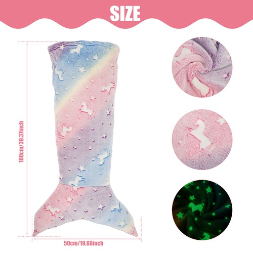 Kids Mermaid Tail Blanket Luminous Mermaid Blanket Flannel Girls Mermaid leEsQ - Picture 4 of 32