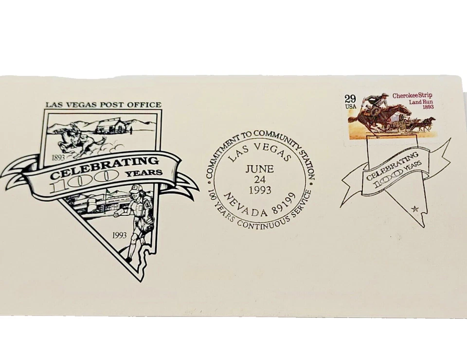 1993 Las Vegas Post Office Stamp 100 Years USPS Issue Envelope Letter - Image 4 of 4