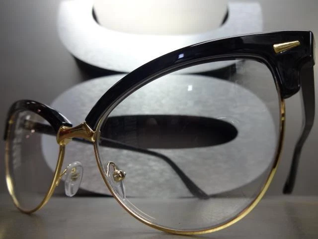 Para mujeres CLÁSICO VINTAGE RETRO OJO DE GATO Estilo Lente Transparente Gafas de Ojos Marco de Moda Foto 2 de 4