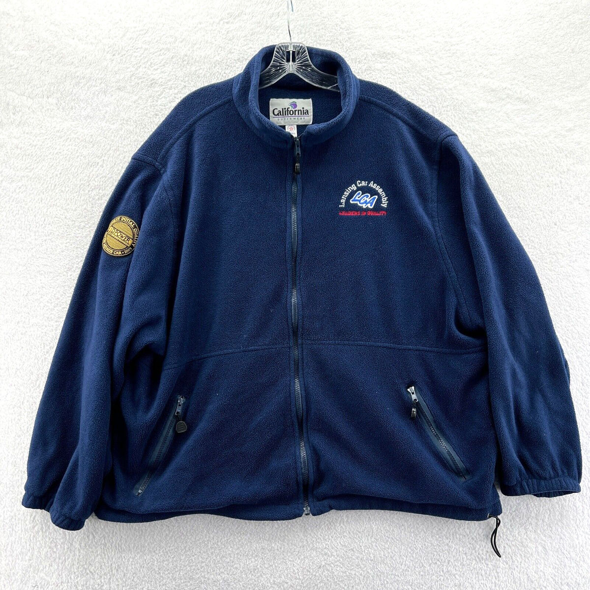 Car Club Jacket XXL Mens Blue Fleece Jacket Full Zip Logo Top 2XL