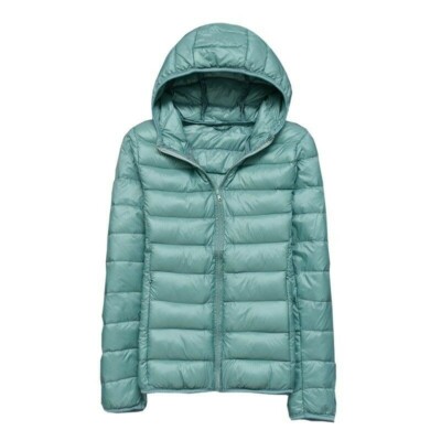 Damen Mikroleicht Daunenmantel Jacke Kleine Parka Gepolstert Kapuze Leicht Puffa
