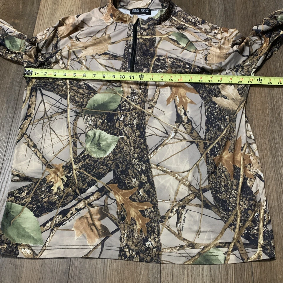 WFS Burly Camo Element Gear Shirt 1/4 Zip Long Sleeve Brown Oak Leaf Tan - Image 4 of 4