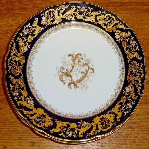 7 Antique Abram French & Co Boston Mass Cobalt Blue & Gold Porcelain Plates 4452 - 第 6/11 張圖片