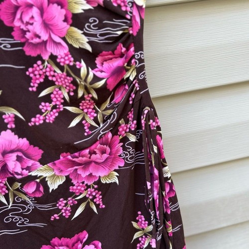 Vintage Y2K xoxo floral faux wrap ruffle sleeve Babydoll dress USA Asian Art M - Picture 5 of 7