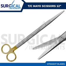 T/C Mayo Scissors Surgical Dental 12" Straight Stainless Steel German Grade