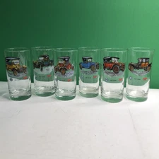 Set 6 Libbey PURE OIL COMPANY 50th Year GLASSES Tumblers Antique Classic Cars