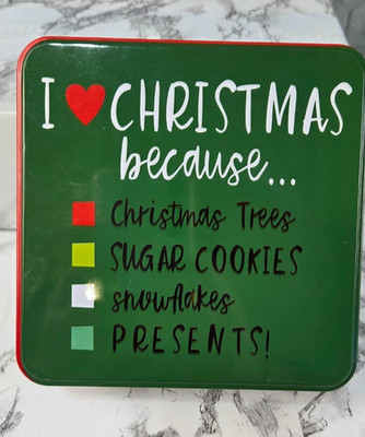 Christmas List Tin Container Christmas Holiday Cookie Container Gift Box