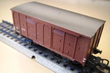 MäRKLIN H0 312 B ged. Güterwagen mit Flachdach nur 1950 braun Guss 800