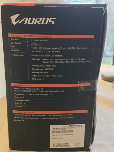 Gigabyte AORUS GTX 1080 Gaming Box External Graphics Card Thunderbolt 3 eGPU - Afbeelding 2 van 10
