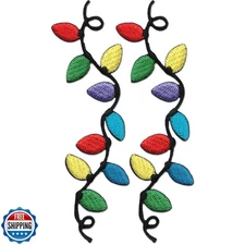 Laughing Lizards Christmas Light Patches (2-Pack) Iron On Embroidered Holiday