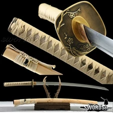 Handmade Natural Brown Japanese Katana Samurai Sword T10 Steel Blade Full Tang