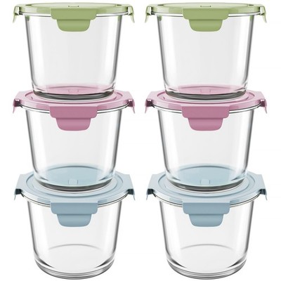23oz Glass Meal Prep Containers with Lids, Airtight 3-Cup Glass Storage Conta...