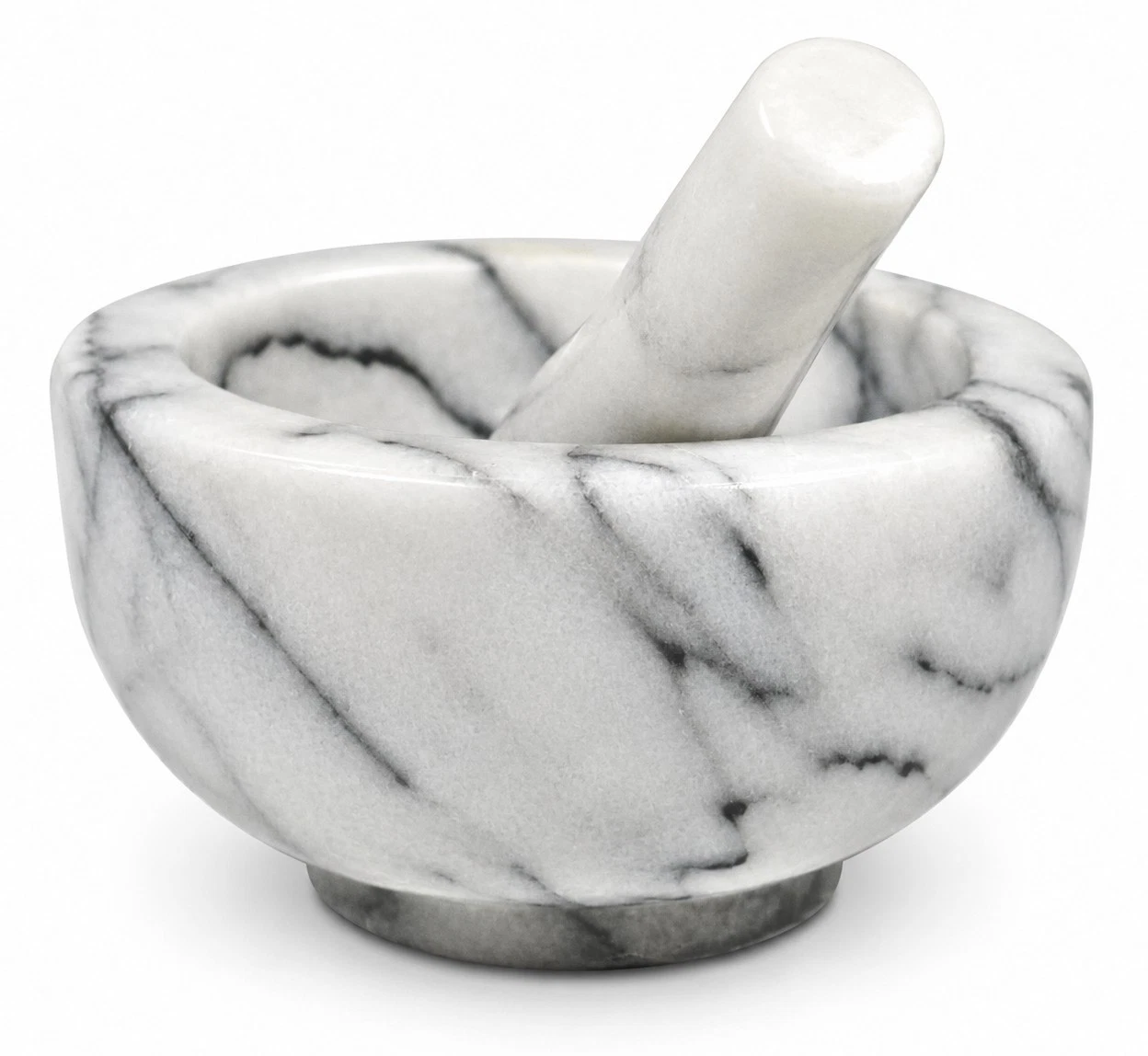 Marble Mortar and Pestle Set Gray Stone Kitchen Grinder Bowl