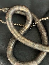 Rare Vintage Boho Hippie Snake Necklace Chunky Articulated Mixed Metal Tones